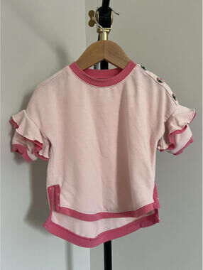 Matilda Jane Girls With Love Pink Ruffle Sleeve Button Detail Tunic Top, Size 2